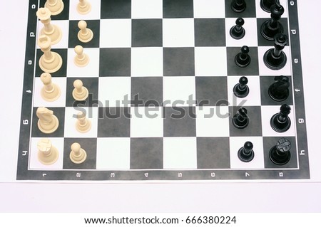 The chess pieces and board layout.