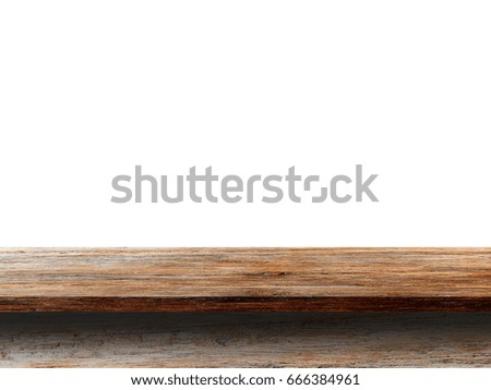 Wood Shelf Table isolated on white background, used for display or montage your products
