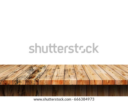 Wood Shelf Table isolated on white background, used for display or montage your products