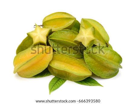 ripe starfruits isolated on white background
