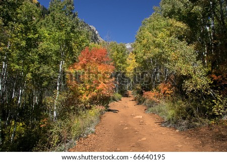 Rocky Mountains in the fall with blue sky