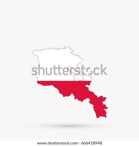 Armenia map in Poland flag colors