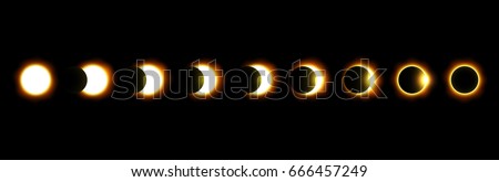 Different phases of solar and lunar eclipse . Vector . Royalty-Free Stock Photo #666457249
