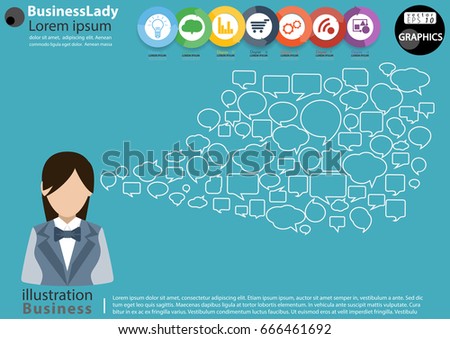 
BusinessLady  -  modern Idea and Concept Vector illustration Business Infographic template with Speech bubble,arrow,Circle, icon.