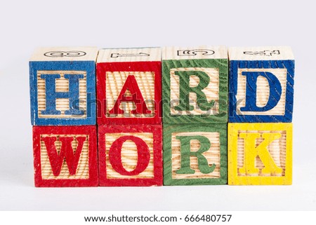 hard work word with wooden blocks