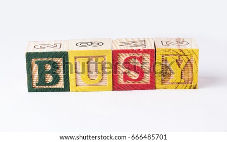 busy word with wooden blocks