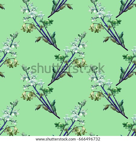 Hyacinth seamless pattern. Painted background.
