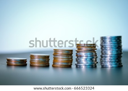 Coins on the table, business and finance concept.