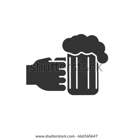 Hand holding beer glass glyph icon. Silhouette symbol. Negative space. Vector isolated illustration