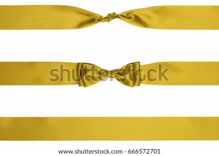 Beautiful bow with diagonal ribbon on white background