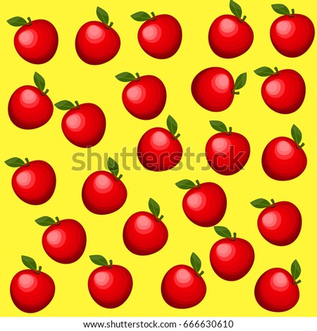 Seamless apple pattern. Vector summer party poster background in flat style