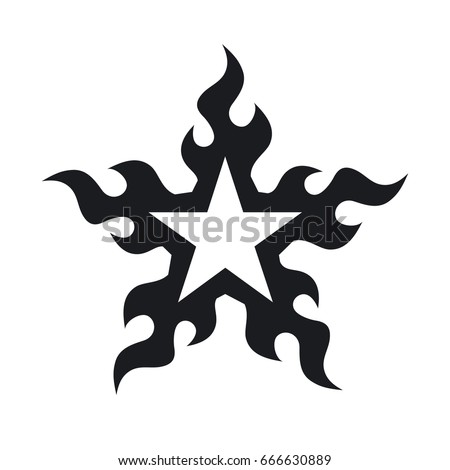 Burning star tribal tattoo. Vector illustration.