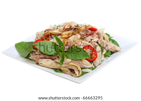 Chicken salad Vietnamese cuisine called ga xe phay with onions  and herbs Royalty-Free Stock Photo #66663295