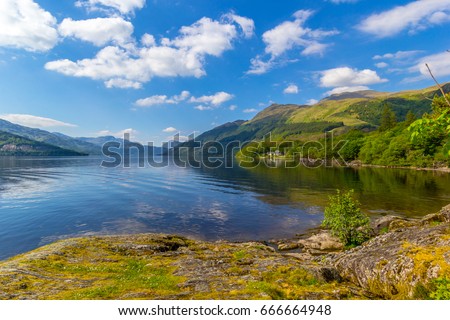 Loch Lomond at Rowardennan, Summer in Scotland, UK Royalty-Free Stock Photo #666664948