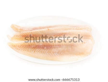 Fillets of pollock isolated on white background