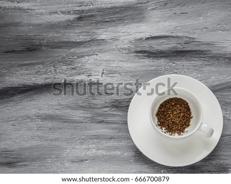 Coffee cup on grey background. Flat lay.Copy space.