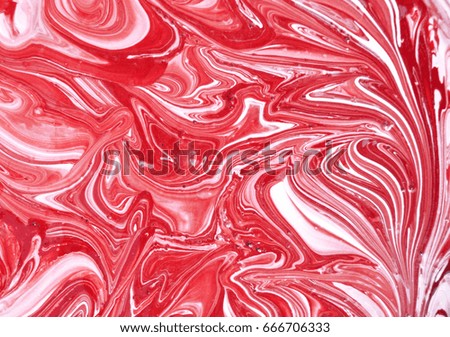 creative abstract background. Red and white mixed acrylic paints