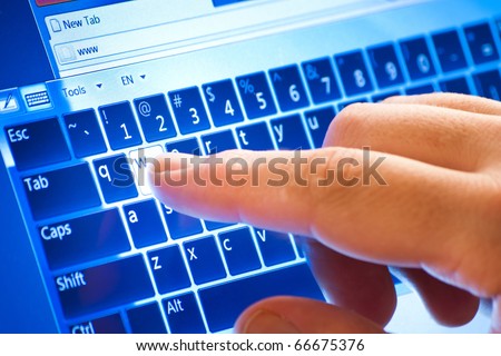 typing on touch screen virtual keyboard Royalty-Free Stock Photo #66675376