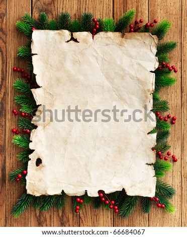 Christmas fir tree with paper and christmas decorations