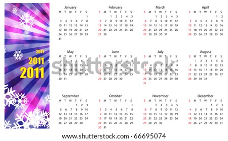 Abstract vector calendar 2011. Design for Christmas and new year