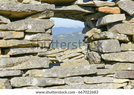 View from the window of military fortifications of the first World War in the mountains