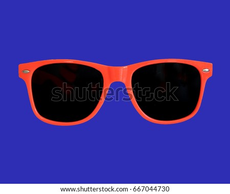 Red Sunglasses Blue Background