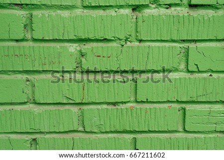 Green brick wall. Greenery pantone color of the year.