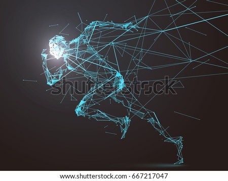 Running Man,Network connection turned into, vector illustration. Royalty-Free Stock Photo #667217047
