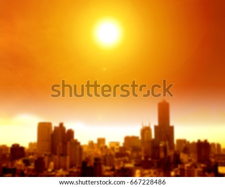summer heat wave in the city  and blur background