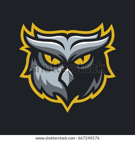 Owl head mascot logo design. Sport logotype illustration. Eps10 vector.