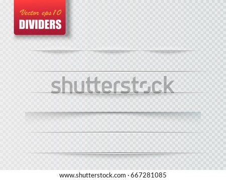 Dividers isolated on transparent background. Shadow dividers. Vector illustration Royalty-Free Stock Photo #667281085