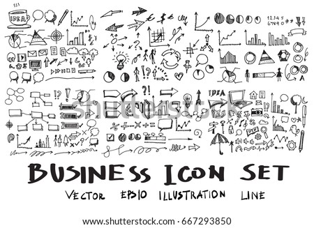 Business Doodle Sketch line vector set Royalty-Free Stock Photo #667293850