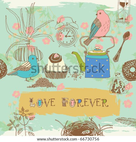Valentine card with birds