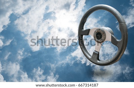 Steering wheel Separated from the sky background