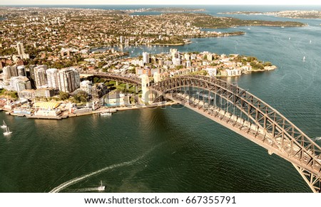 Sydney Harbour Bridge, amazing view from helicopter.