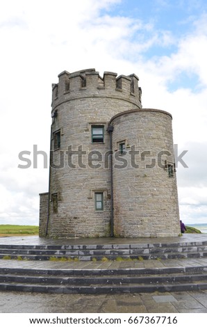 Portrait  Picture of The O'Brien's Tower in The Cliffs of Moher in County Clare, Ireland