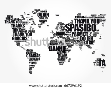 Thank You in many languages World Map… Stock Photo 619171451 - Avopix.com