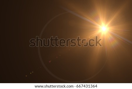 Realistic Lens Flare ,Sun Flare on black background object design.