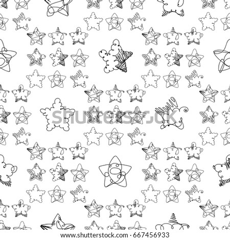 vector black and white seamless pattern. Hand drawn clip art isolated on transparent background. Monochrome backdrop.
