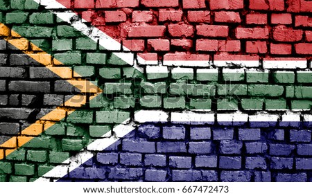 Realistic flag of South Africa on the wavy surface of fabric. This flag can be used in design