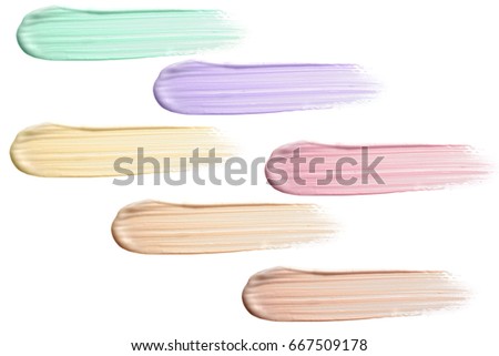 liquid make up color correcting concealer set Royalty-Free Stock Photo #667509178