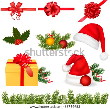 Set of Christmas objects. Vector.