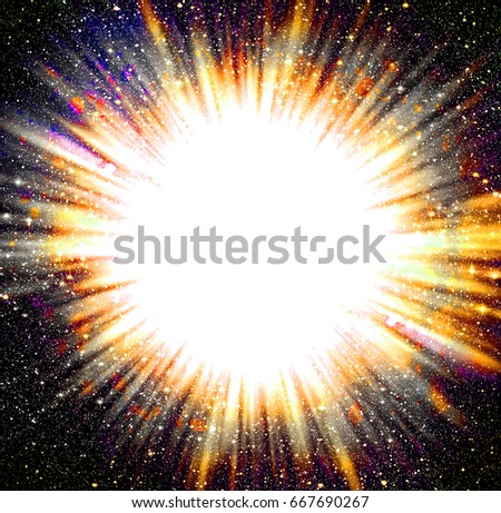 Colorful abstract starburst. Radial background with intense glowing sparkles and stars "The elements of this image furnished by NASA"
