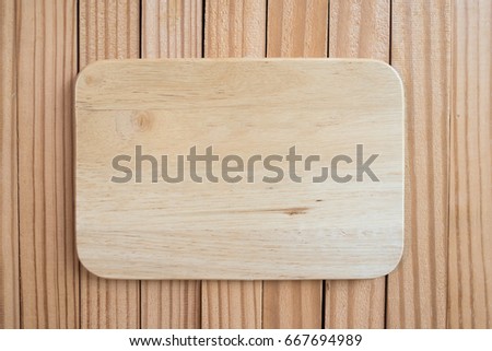 Wooden sign board blank frame on old wood background. Copy Space