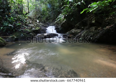 Tropical rainforest waterfall, Sabah Borneo Malaysia