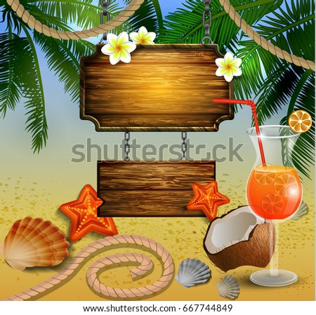 Beautiful beach view with wooden board
