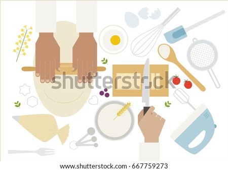 top view baking hand table vector illustration flat design