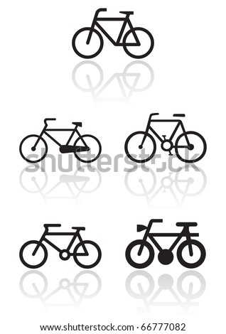 Vector illustration set of different bike symbols. All vector objects are isolated. Colors and transparent background color are easy to adjust.