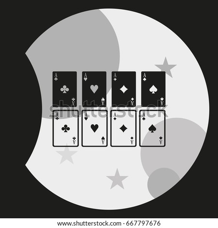 Aces of spades, clubs, diamonds and hearts icon. Flat illustration.