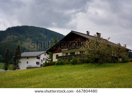 Colorful outdoor scene in the Austrian Alps. Summer sunny day in the Gosau village on the Grosse Bischofsmutze mountain range, Austria, Europe. 